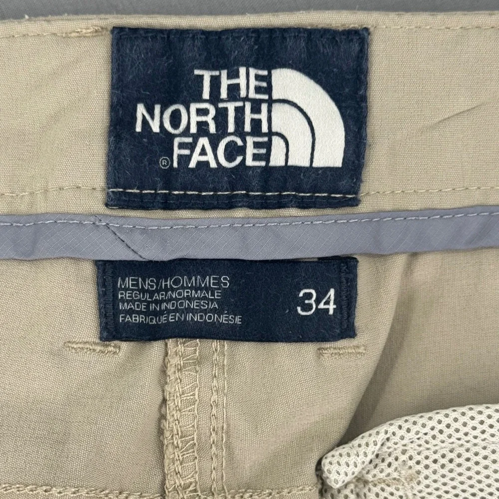 The North Face Mens Khaki Nylon Stretch Hiking Travel Pants Size 34 Regular